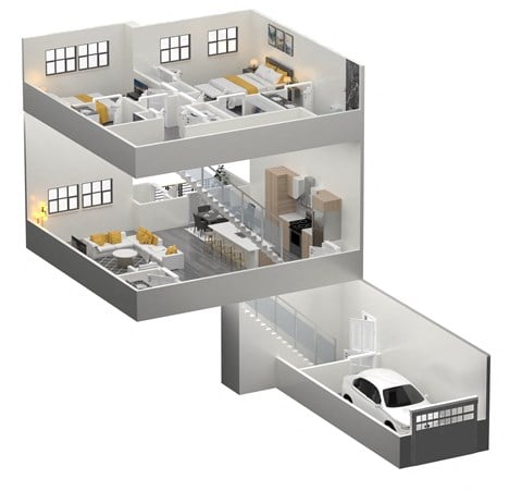 Floor plan for 2 beds, 2.5 baths, 1501 sqft